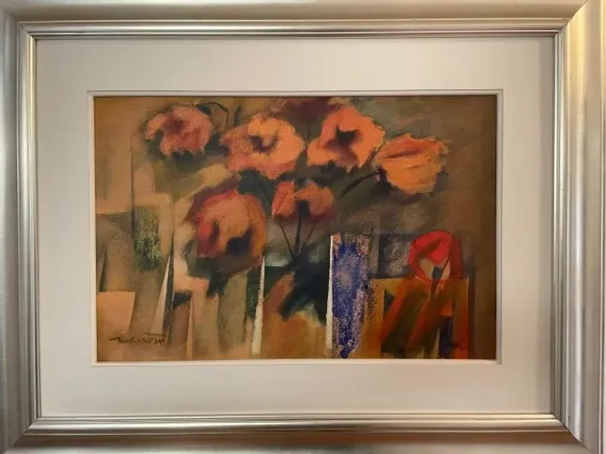 Quadro Decorativo Original - Natureza Morta com Flores (40x60) - Assinado