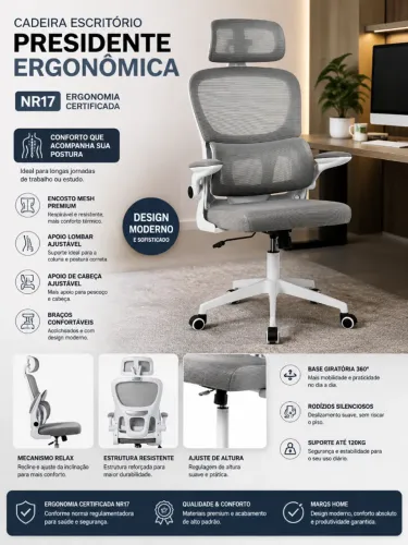 Cadeira Presidente Ergonômica Premium | Conforto, Estilo e Máxima Produtividade!