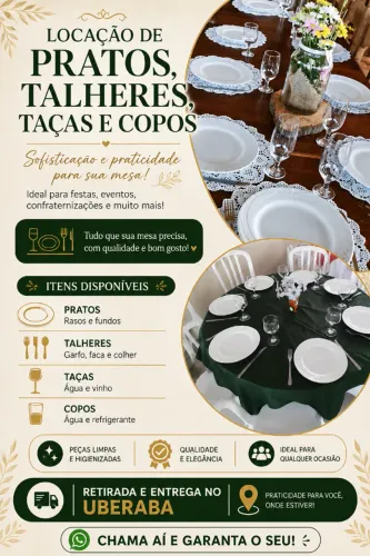 Locação de pratos, rechaud, talheres