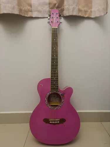 Violão gypsy rose rosa com glitter