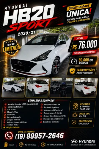 Hyundai HB20 Sport 1.0 TB Flex 12V AUT 2021