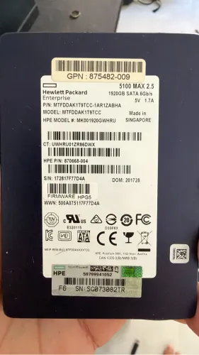 SSD 1.92tb HP enterprise novo, 1 mes de uso
