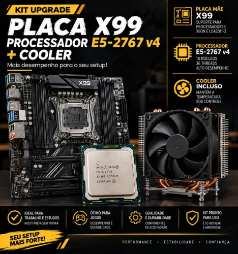 Kit upgrade Xeon X99 processador 2767 v4 e cooler