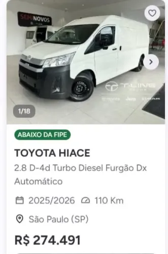 Toyota Hiace Furgão DX 2.8 TDI Aut. 2026