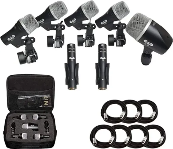 Combo microfones para bateria e mixer de 14 canais