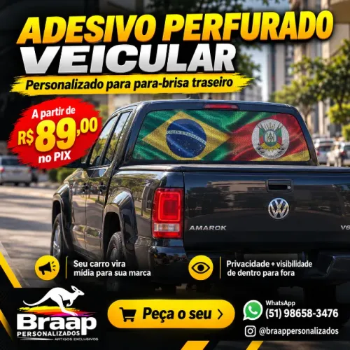 Adesivo Para brisa Perfurado - Perfurite ParaBrisa Personalizado