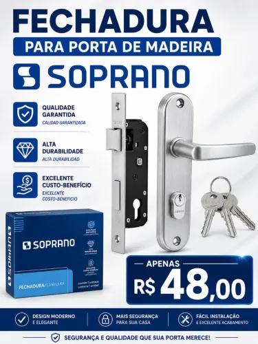 Fechadura para porta de madeira