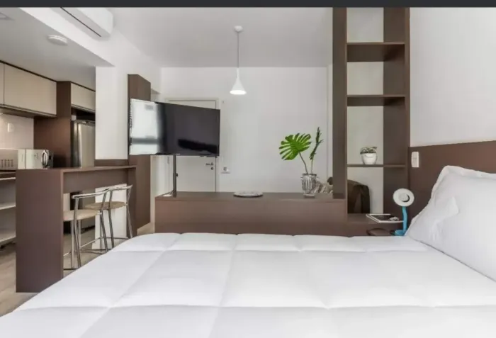 Studio moderno e aconchegante, 10 andar, mobiliado, ar condicionado, 1vaga, direto c/ prop