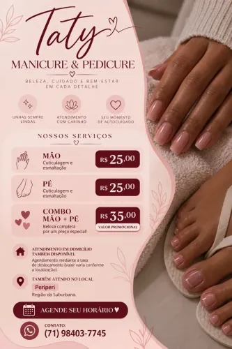 Manicure e Pedicure promoção - R$35,00