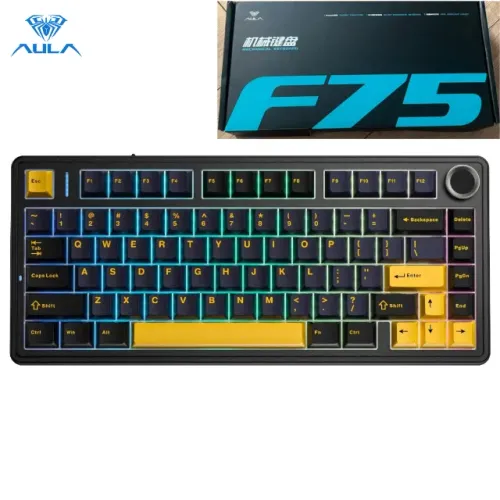 Teclado Aula F75 Epomaker Preto e amarelo lacrado novo