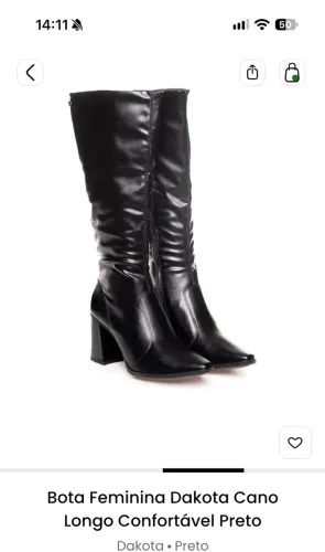 Bota Dakota Preta Cano Alto
