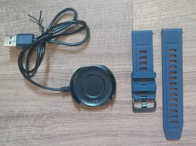Cabo Carregador E Pulseira Cor Azul Para Relógio Smartwatch Zeblaze Stratos 2 Lite