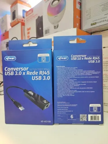 Adaptador de Rede USB 3.0 Gigabit RJ45 (10/100/1000) Knup KP-AD106 - Novo Lacrado