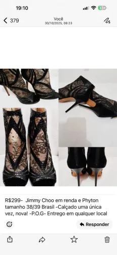 Jimmy Choo renda e Phyton tamanho 38/39 Brasil 