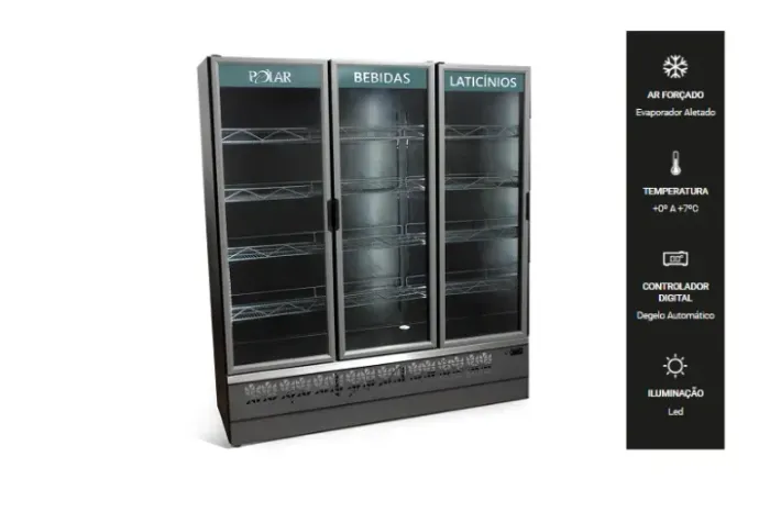 Expositor Refrigerado Premium Auto Serviço Polar 1.80m 3 Portas EVP-127v