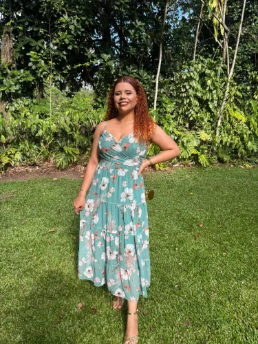 Vestido de Festa Floral Verde - Usado