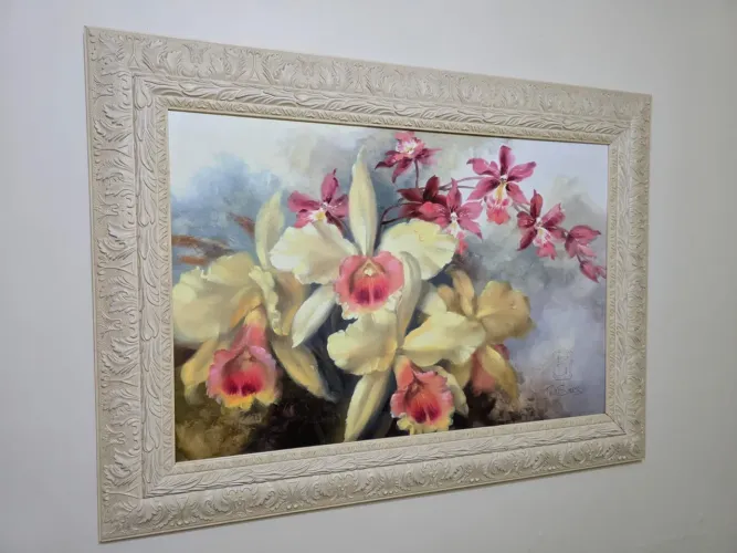Quadro de flores pintura a óleo 