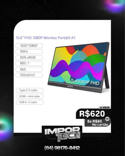 Monitor Arzopa A1 15.6 polegadas. @importech_084