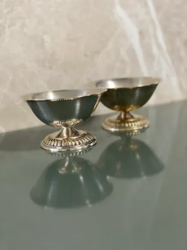 Par de taça de sobremesa Prata Saretta