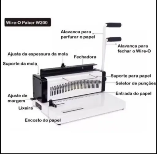 Encadernadora Perfuradora e Fechadora Wire-O 3:1 W200 e Plastificadora A4