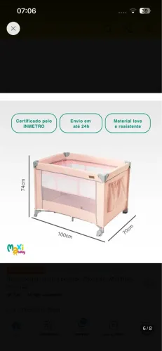 Berço portátil chiqueirinho rosa