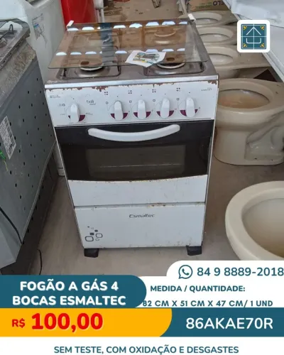 FOGÃO A GÁS 4 BOCAS ESMALTEC