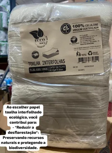 Papel ecológico higiênico, bobina e interfolha 