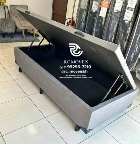 Cama box Baú Tamanho individual 88x1.88 Blindado com Pistão a Gás