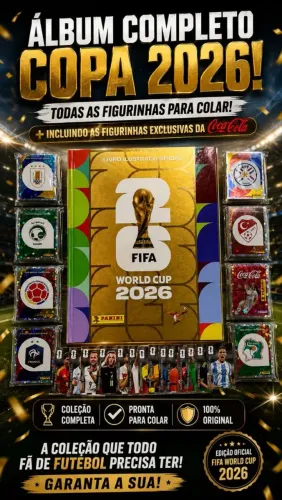Vendo álbum capa dura ouro da copa do mundo 2026 ,todas as figurinhas para colar 