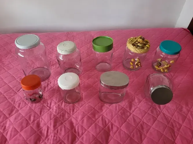 Combo de Potes de Vidros com Tampas para Cozinha com 9 Peças Diversas