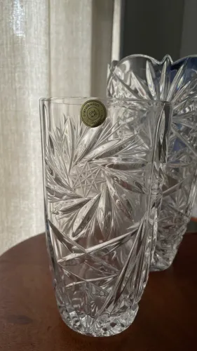 Vasos Cristal Lapidado com Adesivo Czech Republic