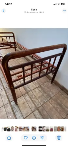 Cama antiga de madeira tamanho solteiro