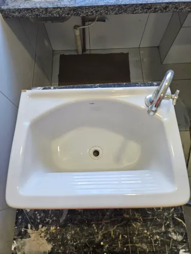 Tanque de Louça com Mesa Branco Celite (NOVO)