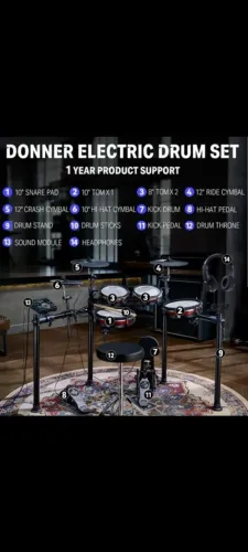 Bateria Eletrônica Donner ded 200 Max e Amplificador Voik 50w