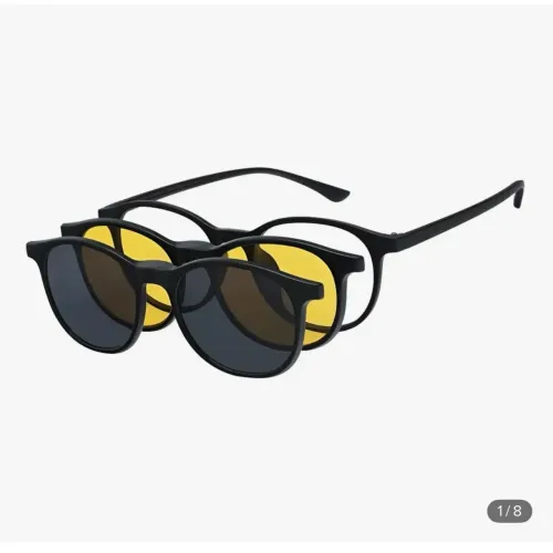 Óculos Clip On Grau Sol 2em1 Masculino Feminino Redondo 1271 cor preto