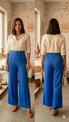 Calça pantalona azul