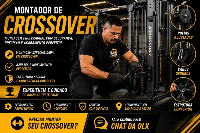 Especializado em montagem profissional de Crossover e equipamentos de musculação.