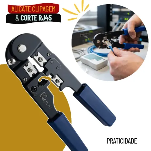 Alicate de Crimpar RJ45 para Crimpagem de Cabos de Rede e Conectores - SFM15