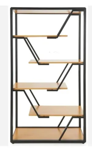 ESTANTE DESIGN INDUSTRIAL EM ACO E MADEIRA