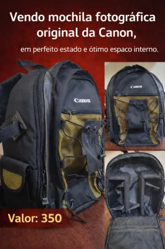 Mochila Canon original em perfeito estado e com excelente espaço interno 