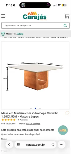 Mesa em madeira nova