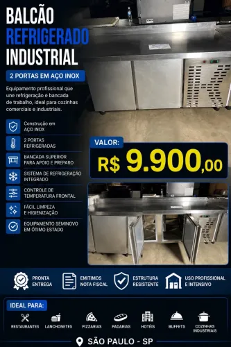 ? Balcão Refrigerado Industrial em Aço Inox - 2 Portas