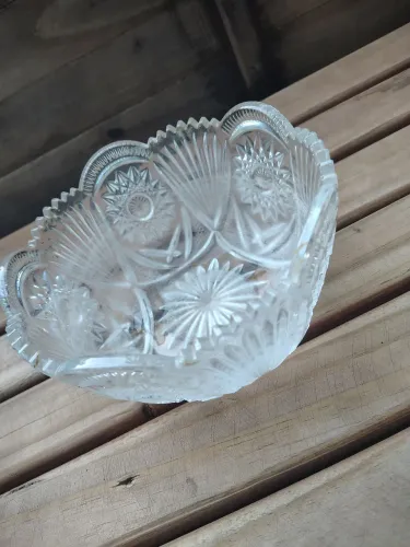 Fruteira centro de mesa vidro lapidado