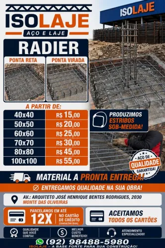 Radier ( Produzimos c/ Ponta Reta e Ponta Virada )