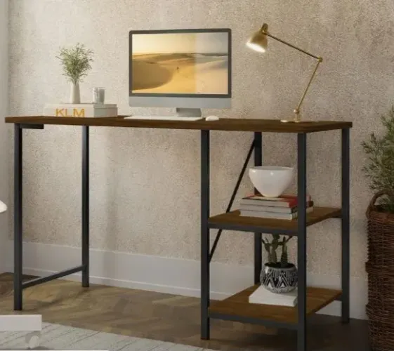 Mesa escrivaninha Office estudo. ESTILO industrial cor preto e Imbuia.