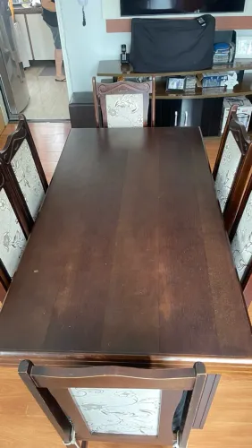Mesa madeira com 6 cadeiras 1,60 x 85cm