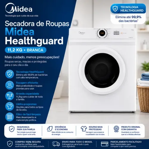 Secadora De Roupas 11,2 Kg Midea Healthguard Branca Cor Branco
