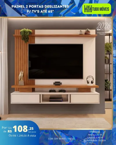 Painel 2 portas deslizantes p/tv's até 65"