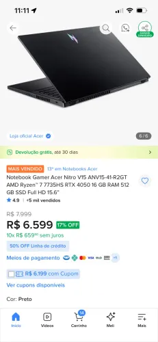 Vendo notebook novo