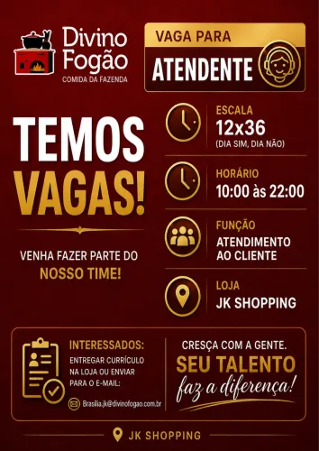 Atendente - 12x36 - JK Shopping